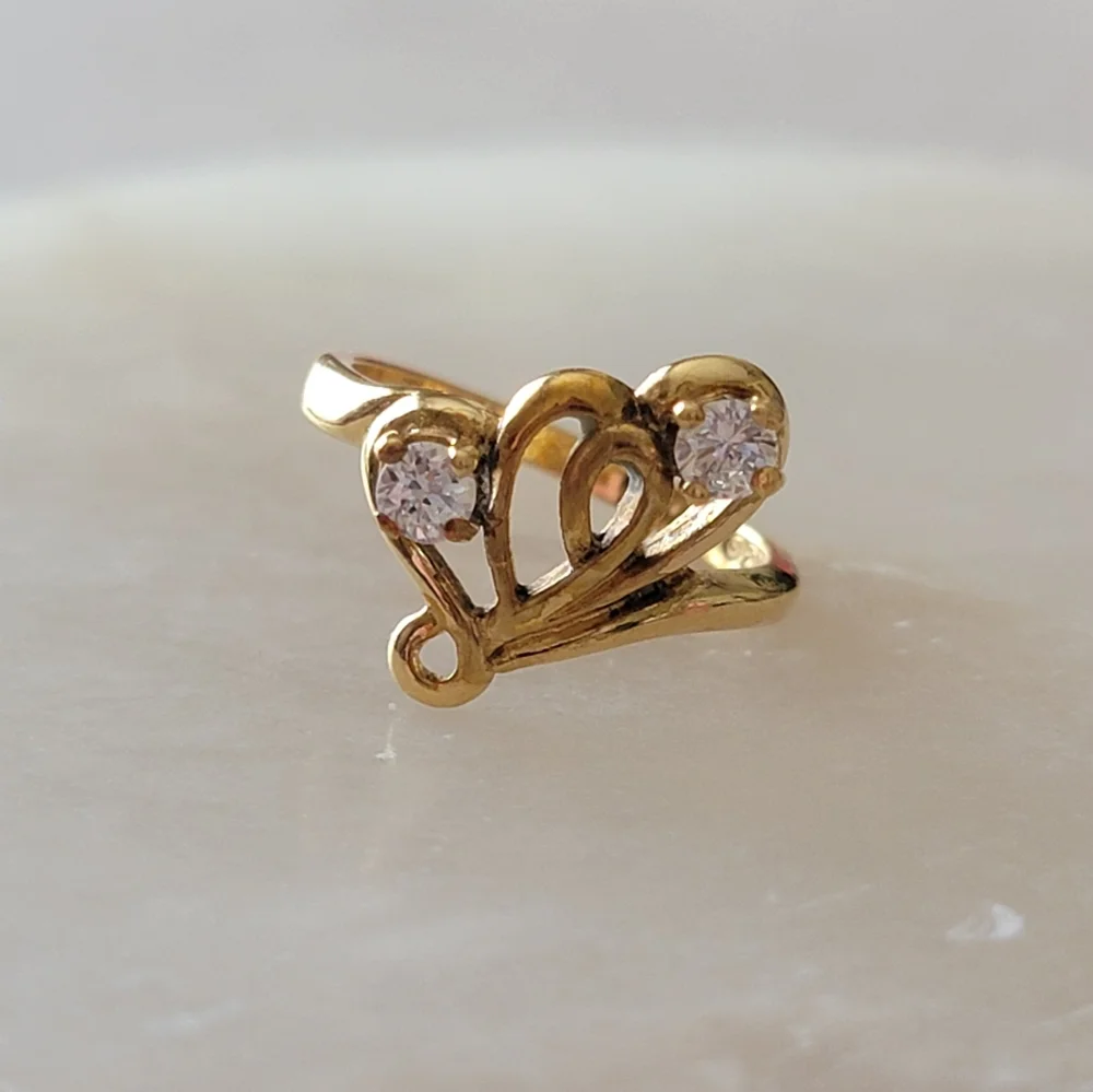 Vintage COP 92 Double Heart Ring Gold Tone Simulated Stones